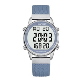 Hearkent Pedometer Watch for Women-Step Tracker Watch with Calories Counter-Non Bluetooth Pedometer Watches-LCD Large Numbers-30M Waterproof Watch-Wrist Watch Step Counter for Walking(Blue)