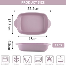 Ceramic Casserole Dish, Set of 2, Lasagne Mould, Rectangular Casserole Dish, 22.2 x 13.5 x 4.5 cm, Colourful Glazed Small Casserole Dish, Oven Mould for Lasagna, Baking, Gourmet Food, Heat Resistant