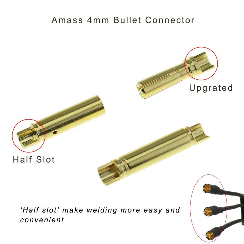 20 Pairs Amass 4.0mm 4mm Gold Banana Bullet Connector Plug