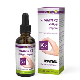 Vitamin K2 Teardrop – 200µg – 20ml – Natural Menaq Uinon MK-7 – > 99% of all Trans High Organic Availability With Mct Oil, 100% Coconut Oil – Premium Quality – Made in Germany