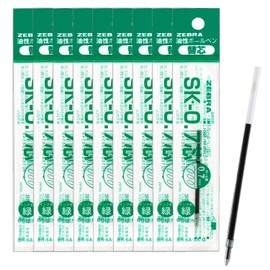 Zebra B-BR-6A-SK-G Clip-on Oil-Based Ballpoint Pen Refill, SK-0.7 Core, Green, 10 Pieces