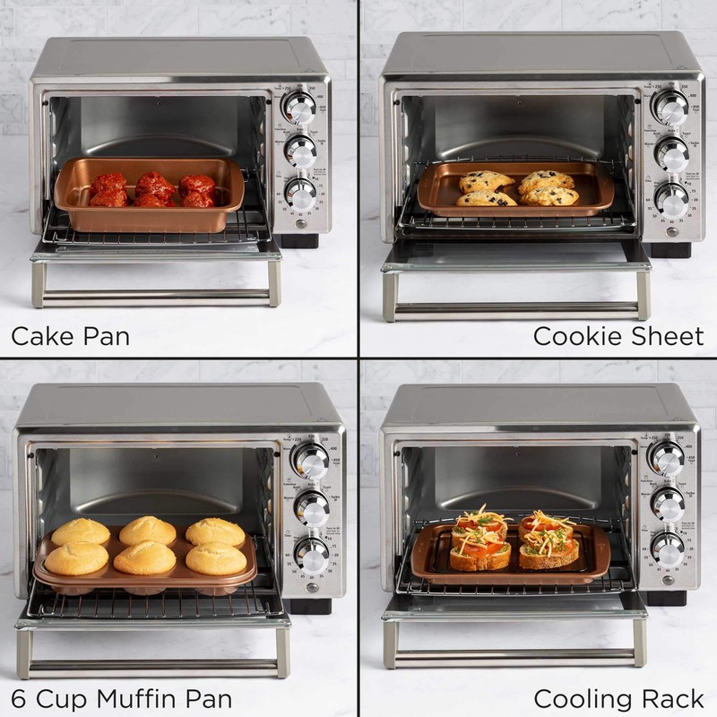 Ecolution Non-Stick Toaster Oven Bakeware Set, 4 Piece, Carbon Steel,