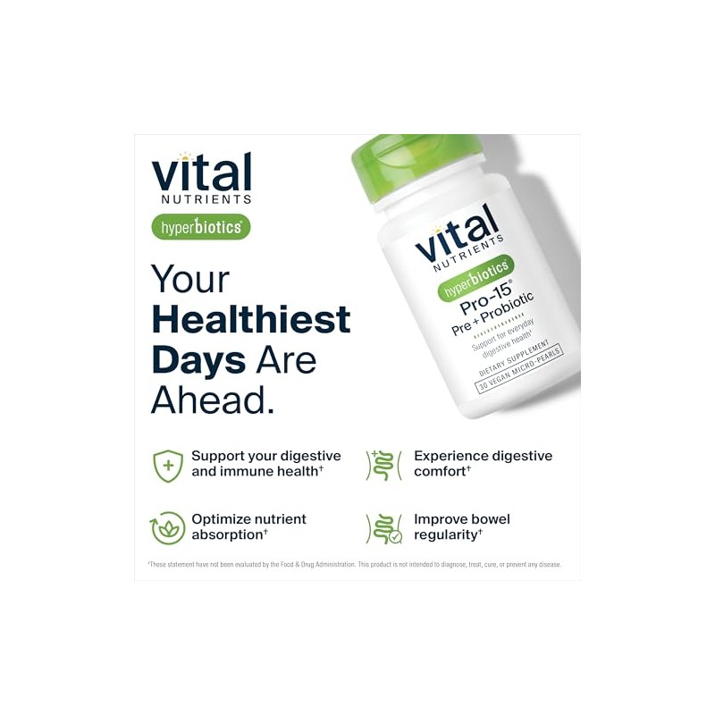 Hyperbiotics Vital Nutrients Pro-15 Prebiotics Probiotics for Women and Men