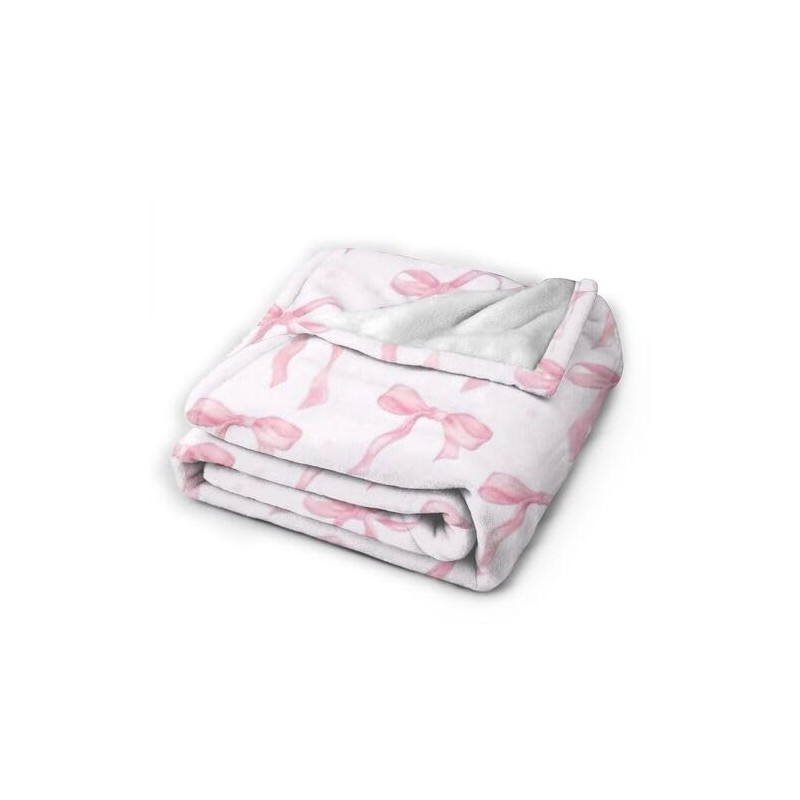 Pink Bow Fuzzy Blanket Cute Bowknot Throw Blanket Bowtie Cozy