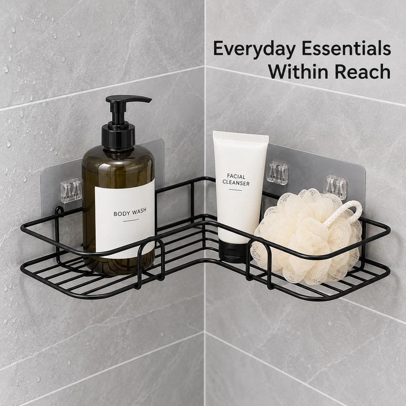 Wall Mounted Corner Shower Shelf for Bathroom Storage – Single-Tier