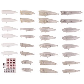 Value Sport 30 Pcs Unpainted Plugs Fishing Hard Lures Kit Crankbaits Minnow Shad Pencil