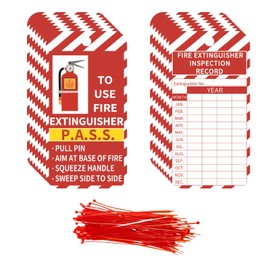 160 Pack Fire Extinguisher Tags - Waterproof Monthly Inspection Tags with 160 Adjustable Wire Ties for Indoor Outdoor 4.2 x 2.1 Inch