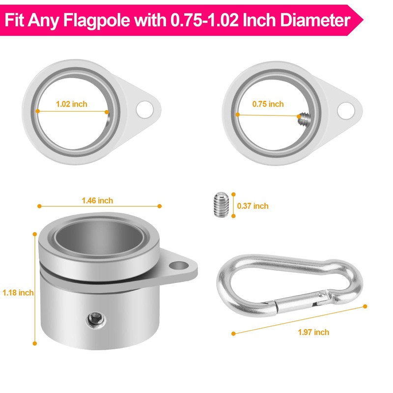 BONWIN 1.25" Flag Pole Rings, 2 Pcs Anti Wrap Flag