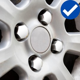 Wheel Bolt and Nut Caps Set, 21 Pieces, for 19 mm Hex Bolts and Nuts, Minimum Diameter 26 mm Rims Screw Hole, Wheel Nut Caps in Shiny Silver, 1 x Tool, Wheel Bolt Cover