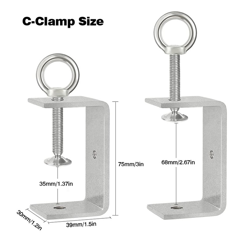 GothicBride 2 Pieces C Clamp 75 mm Stainless Steel C