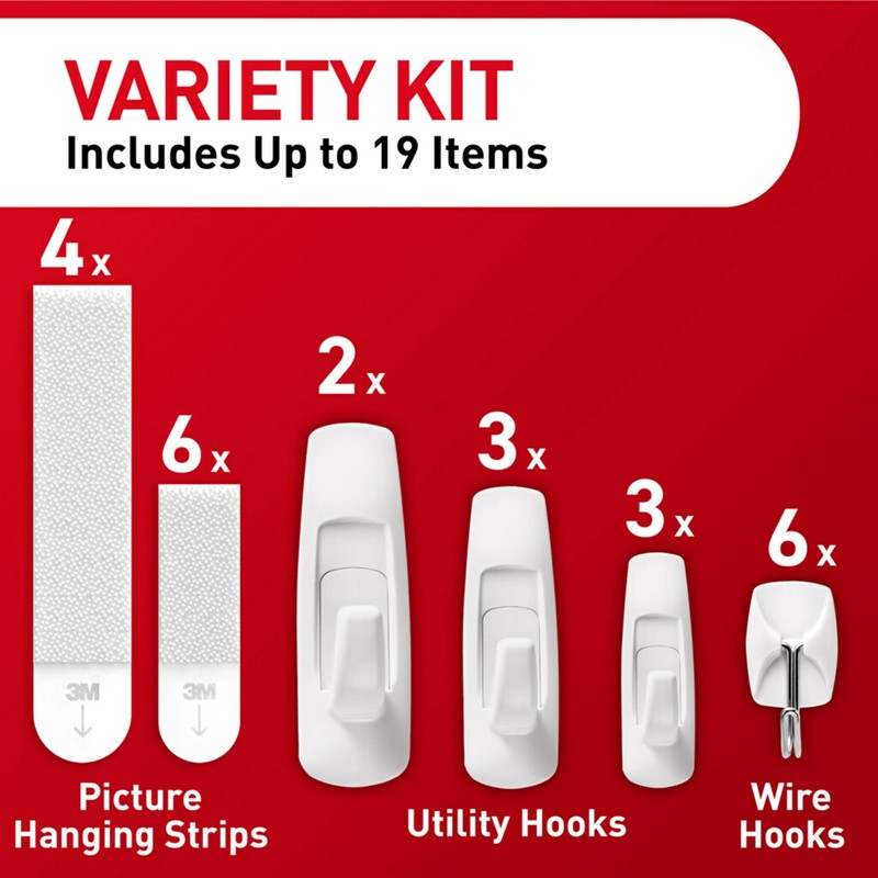 Command Variety Pack, Including 10 Pairs of Picture Hanging Strips,