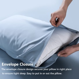 Simple&Opulence Cooling Pillowcase King Size Set of 2, 100% Viscose from Bamboo Pillow Cover with Envelope Closure, Silky Breathable and Ultra Soft for Summer Hot Sleepers (Sky Blue, 20''x40'')