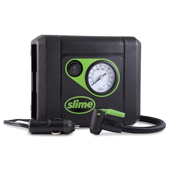 Slime 40060 Tire Inflator, Compact, Portable Car Air Compressor, Analog,