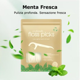 75 Filo Interdentale alla Menta per la Cura dei Denti, Realizzati in Materiale PLA Biodegradabile - Archetti filo interdentale per Rimuovere la Placca e i Residui di Cibo