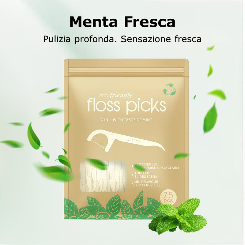 75 Filo Interdentale alla Menta per la Cura dei Denti,