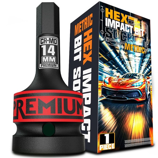 Aiourx 3/4" Drive Hex Bit Metric Socket H14 mm, Premium