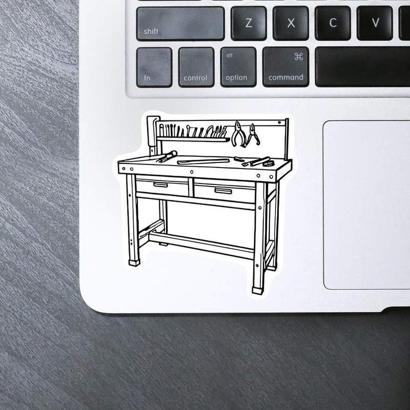 Medium 100mm 'Tools Workbench' Permanent Sticker Decal for Cars/Windows/Bins/Walls etc