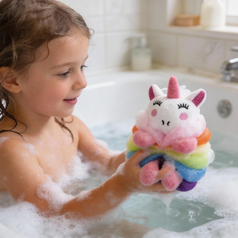 PHOGARY 3 Pack Bath Loofahs, Shower Sponge Balls Animal Mesh