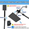 Black Shower Head and Handle Set All Metal, 8'' High
