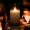 NICEME Pure White Glass Flameless Candles, Battery Operated LED Pillar
