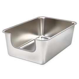 TownTime Stainless Steel Cat Litter Box,Jumbo XL Extra Large Mental Cat Litter Pan with High Sides Lid,Low Entry for Indoor Big Cats,Non Sticky,Easy to Clean,Anti-Urine Leakage