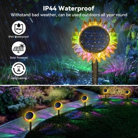 Hogni Solar Lights Outdoor Waterproof 2 Pack Pathway Lights Solar Powered, Outdoor Solar Lights Pathway for Yard Garden Decor Patio Landscape Driveway Walkway Solar Lights for Outside (Colorful)