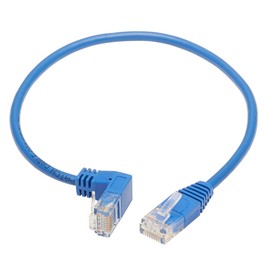 Tripp Lite Cable Ethernet Cat6 de ángulo descendente, Cable de conexión de Red UTP Delgado Moldeado Gigabit, Azul, 1 pie (N204-S01-BL-DN)