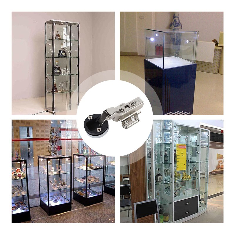 Glass Cabinet Door Hinges, 35mm Cup Size, 4-Hole Design, Large