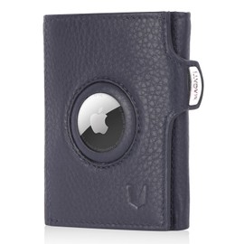 MAGATI Slim Wallet with Coin Compartment, RFID Protection, Mini Wallet Men & Women, Small, il Santo Card Holder, Shopping Trolley Chip Compartment, Wallet, Navy-Beige, XL coin compartment and with