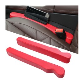 LKAHG 2Pcs Car Seat Gap Filler, PU Leather Auto Crevice Catcher Drop Blocker to Fill The Seat and Console Gap, Universal Vehicle Interior Accessories for Car, SUV, Truck (Red)