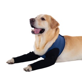 Coodeo Dog Recovery Cuffs, An Alternative to the Neck Cone, Abrasion-Resistant Dog Recovery Clothing, Washable and Waterproof, Prevents Animal from Licking and Biting Wounds (Blue, S