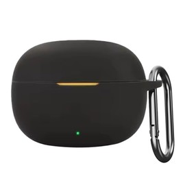 USTIYA Funda para Realme Buds T200 Lite Case Silicona Protectora de Cover Carcasa Antigolpes con Llavero Mosquetón Accesorios de Auriculares (Negro)