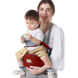 SONARIN Multifunctional Breathable Baby Hip Seat, Ergonomic Waist Stool, Baby Carrier, Hipseat, Hip Carrier, Abdominal Carry with Safety Belt & Shoulder Strap for 3-36 Months (Red)
