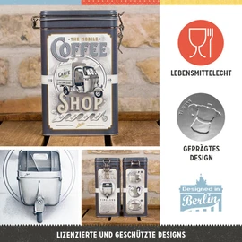Nostalgic-Art Retro Coffee Canister 1.3 Litre Ape - Coffee Shop - Gift Idea for Italy Fans Tin Tin with Aroma Lid Vintage Design