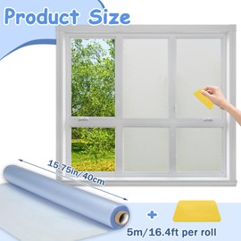 LELE LIFE Window Privacy Film 197" x 16", Frosted Glass Window Film Heat Blocking Static Cling Non Adhesive for Bathroom, Glass Door Frosting Coverings Day and Night (Pure)