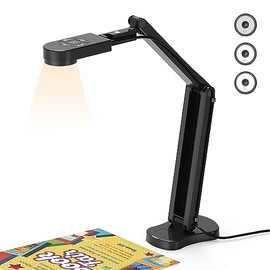 THUSTAR Cámara de documentos y cámara web de 8 MP 4K con micrófonos duales, visor USB tamaño A3, luces LED de 3 niveles, función de inversión de image