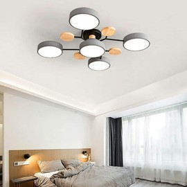 LTTKLMP Nordic Modern Wood Sputnik LED Semi Flush Mount Ceiling Light Fixtures Molecule Chandelier Close to Ceiling Light Living Room Ceiling Lighting for Bedroom Dining Room Office Kitchen