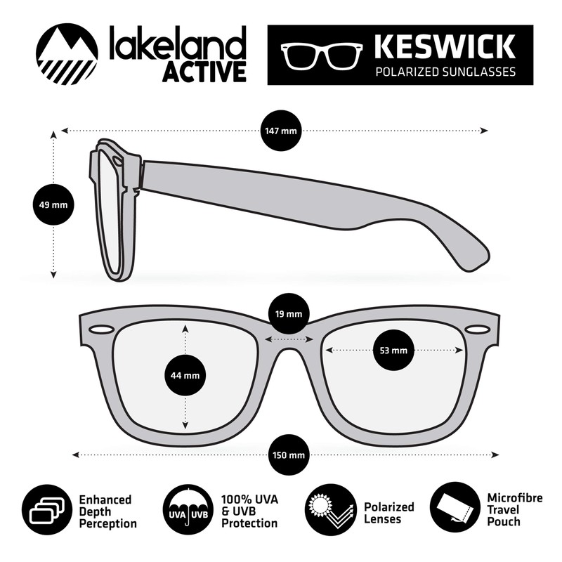Lakeland Active Men's Keswick Classic Polarized Sunglasses - Clear Grey