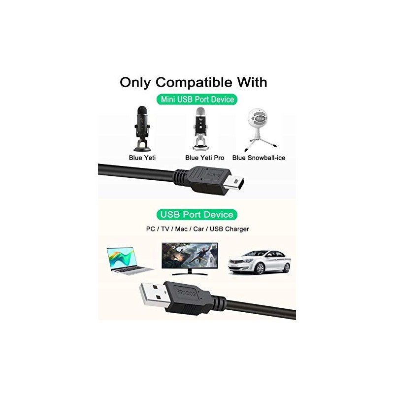 SCOVEE Replacement USB Cable Power Cord for Blue Yeti Recording