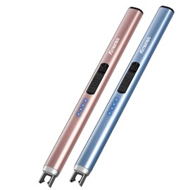 Futratrix Electric Candle Lighters Arc Windproof Flameless USB Rechargeable Lighter for Cooking BBQs Fireworks 2 Packs Blue&Rose Gold