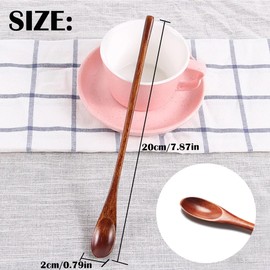 Pack of 6 Wooden Spoons Long 20 cm Handle Coffee Spoon Honey Spoon Wooden Long Handle Spoon Handmade Wooden Spoon Environmentally Friendly Wooden Spoon Tools for Cooking Mixing Stirring Food