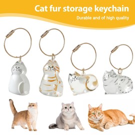 GNHG Pack of 8 Cat Hair Key Pendants, Transparent Acrylic Cat Shape Memorial Storage Capsule Pendant Cat Memorial Pendant Pet Hair Storage Bottle Collectable Gift for Animal Lovers