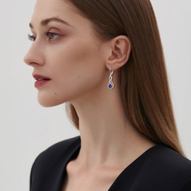 Inpasne Infinity Dangle Earrings for Women 925 Sterling Silver Leverback Drop Earrings Sapphire September Birthstone Jewelry Gifts for Women Mom Her Wife