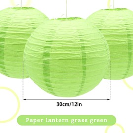 Ruidee 6Pcs Paper Lanterns Decoration 12in Round Hanging Paper Lanterns Round Paper Lampshade Chinese Lanterns Ball Lanterns Lamps for Birthday Wedding Party Decoration（SDL/Green）