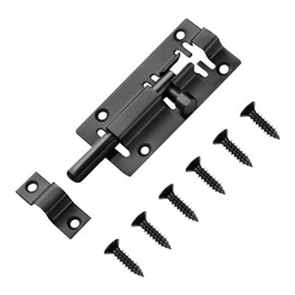 Door Lock Bolts, Black Security Slide Latch Lock, Strong Stainless Steel Door Locks with Screws, for Bedroom, Bathroom, Toilet, Window, Furniture, Pet, Shed, Garage, Yard Gates