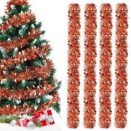 Tinsel Garland Christmas Rose Gold, 4 Pieces x 2 m Christmas Tree Tinsel Garland, Christmas Decoration, Artificial Christmas Garland for Mantle, Stairs, Fireplace, Christmas Decoration