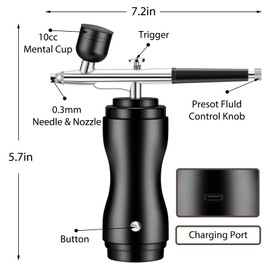 MADETEC Airbrush Kit for Nails, Air Brush Set with 0.3mm Nozzle