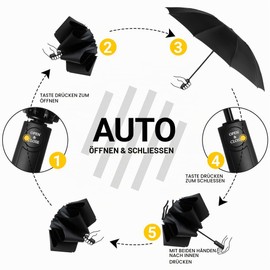 Conlun Compact Folding Umbrella, Storm-Proof, Automatic, Windproof, Blue, Folds Inside, for Men, 210T Fabric, 127 cm Wingspan, 10 Ribs, Large, Great Christmas Gifts