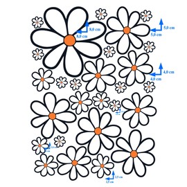 GamesMonkey Autoaufkleber Blumen G?nseblmchen Prilblumen Tuning - 27/54/108 Stck - Lustige Karosserie Motorrad Fahrradhelm Glasaufkleber (Small, 27 Stcke, Farbe 005)