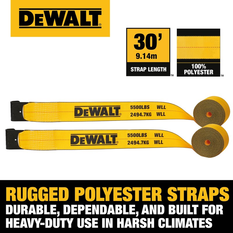 DEWALT DXBC90089 Black/Yellow 4" x 30' Winch Straps - 5,500